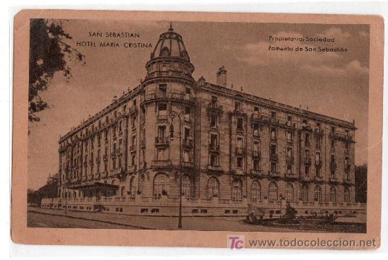 Postales: TARJETA POSTAL DE SAN SEBASTIAN. HOTEL MARIA CRISTINA. HAUSER Y MENET