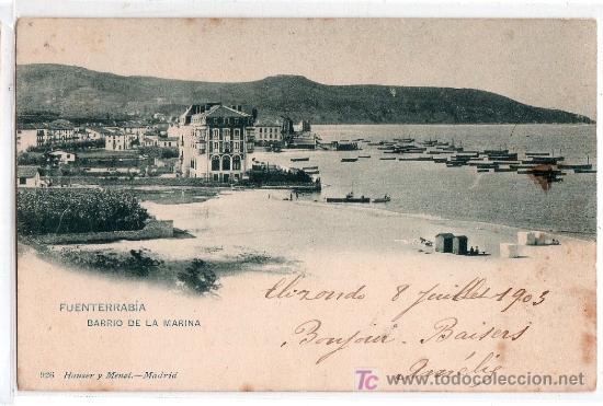 Postales: TARJETA POSTAL DE FUENTERRABIA, GUIPUZCOA. BARRIO DE LA MARINA. 926 HAUSER Y MENET