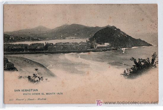 Postales: TARJETA POSTAL DE SAN SEBASTIAN. VISTA DESDE EL MONTE ULIA. 912 HAUSER Y MENET
