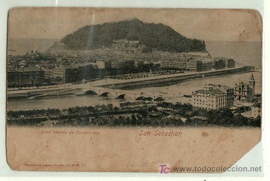 Postales: TARJETA POSTAL DE SAN SEBASTIAN. VISTA TOMADA DE CONCORRO. ROMMIER & JONAS. PUBLICIDAD EN EL REVERSO