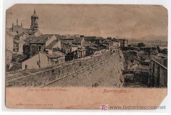Postales: TARJETA POSTAL DE FUENTERRABIA.MURALLAS DE LA FORTALEZA. ROMMIER & JONAS. PUBLICIDAD EN EL REVERSO