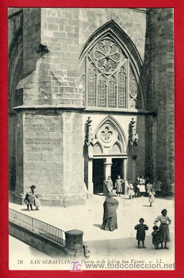 Postales: SAN SEBASTIAN , PUERTA DE LA IGLESIA DE SAN VICENTE , LL , P34781