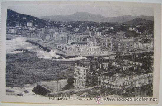 Postales: POSTAL ANTIGUA DE ESPA&Ntilde;A PAIS VASCO SAN SEBASTIAN ENSANCHE DEL BARRIO DE GROS