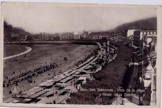 Cartoline: SAN SEBASTI&Aacute;N(GUIPUZCOA).-VISTA DE LA PLAYA Y PASEO DE LA CONCHA