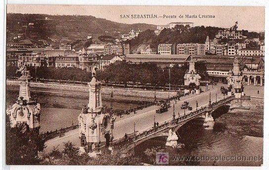Postales: TARJETA POSTAL DE SAN SEBASTIAN. PUENTE DE MARIA CRISTINA. FOTO GALARZA N&ordm; 12