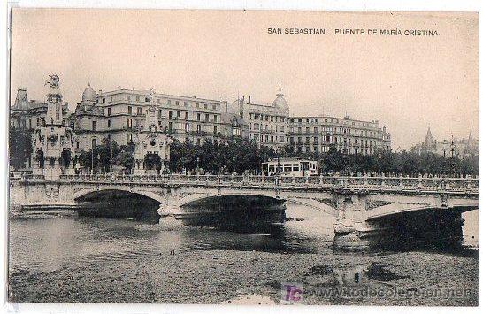 Postales: TARJETA POSTAL DE SAN SEBASTIAN. PUENTE DE MARIA CRISTINA. FOTOTIPIA HAUSER Y MENET