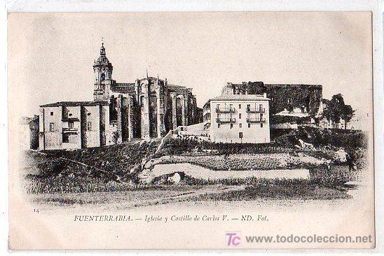 Postales: TARJETA POSTAL DE FUENTERRABIA,GUIPUZCOA N&ordm; 14. IGLESIA Y CASTILLO DE CARLOS V. ND FOT.