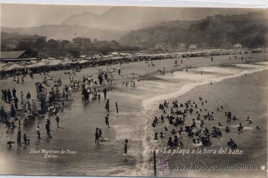 Cartes Postales: DEVA(GUIPUZCOA).-LA PLAYA A LA HORA DEL BA&Ntilde;O