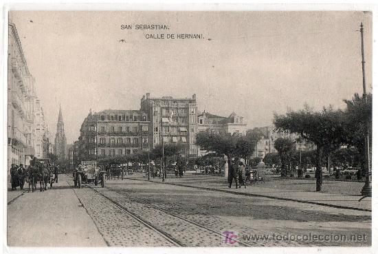 Postcards: TARJETA POSTAL DE SAN SEBASTIAN. CALLE DE HERNANI. HAUSER Y MENET. REVERSO DIVIDIDO.