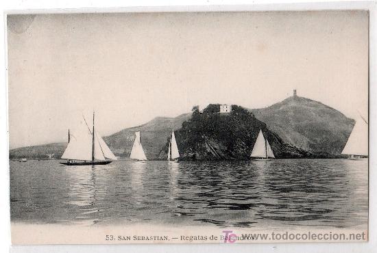 Postcards: TARJETA POSTAL DE SAN SEBASTIAN. REGATAS DE BALANDROS. N&ordm; 53. MAYOR HERMANOS.