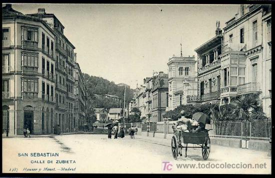 Postales: SAN SEBASTIAN : Ed. Hauser y Menet N&ordm; 1487 - Calle de Zubieta (Anterior a 1905)
