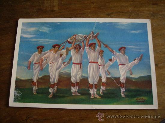 Postales: POSTAL  DEL PAIS VASCO BAILES VASCOS FOURNIER-VITORIA N&ordf; 3 TXAKARENKUA