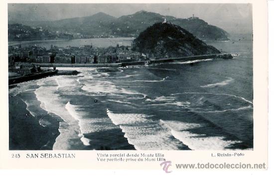 Cartoline: TARJETA POSTAL DE SAN SEBASTIAN, GUIPUZCOA. VISTA PARCIAL DESDE MONTE ULIA. N&ordm; 245 L.ROISIN.