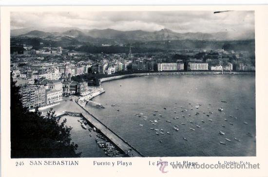 Postkarten: TARJETA POSTAL DE SAN SEBASTIAN, GUIPUZCOA. PUERTO Y PLAYA. N&ordm;246 FOTO L. ROISIN