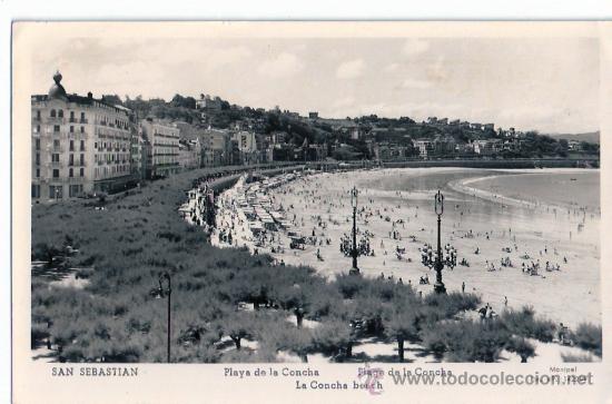 Postkarten: TARJETA POSTAL DE SAN SEBASTIAN, GUIPUZCOA. PLAYA DE LA CONCHA. N&ordm;142209 RTR. MANIPEL.
