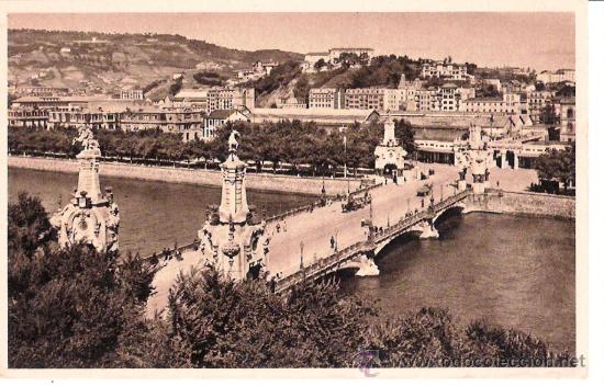 Postkarten: TARJETA POSTAL DE SAN SEBASTIAN, GUIPUZCOA. PUENTE DE MARIA CRISTINA. N&ordm;12 FOTO GALARZA.