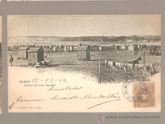 Postales: Bilbao, Playa de las arenas. 1902 - Foto 1