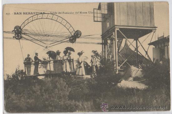 Postcards: TARJETA POSTAL DE SAN SEBASTIAN SALIDA DEL FUNICULAR DEL MONTE ULIA TELEFERICO  GUIPUZCOA
