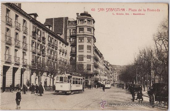 Postkarten: san sebastian - guipuzcoa - plaza de la alameda - n&ordm; 40 - ed. roisin - a&ntilde;os 20