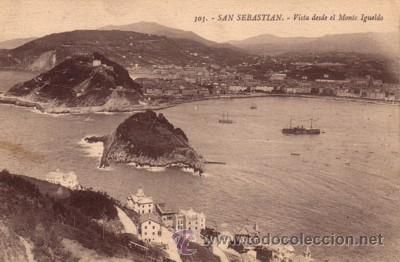 Postais: N&ordm; 7823 POSTAL SAN SEBASTIAN VISTA DESDE EL MONTE IGUELDO BARCO