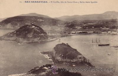 Cartoline: N&ordm; 7752 POSTAL SAN SEBASTIAN EL CASTILLO ISLA DE SANTA CLARA Y BAHIA DESDE IGUELDO BARCOS