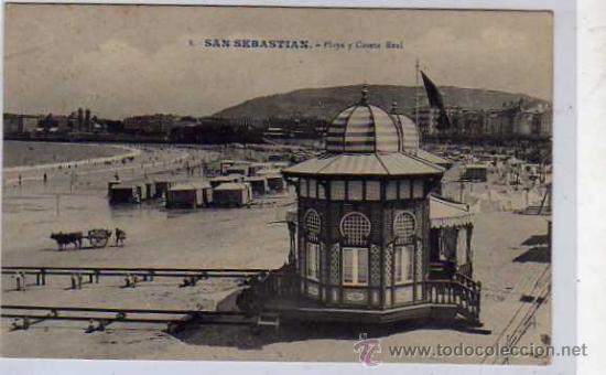 Postales: Guipuzcoa. San Sebastian. n&ordm; 8. Playa y Caseta Real. G..G. Galarza.