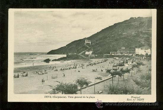 Postales: TARJETA POSTAL DE DEVA. GUIPUZCOA. VISTA GENERAL DE LA PLAYA. - Foto 1