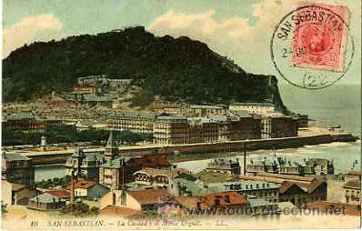 Postales: SAN SEBASTIAN.- LA CIUDAD Y EL MONTE URGULL.- EDIT. LEVI (LL.) N&ordm; 10