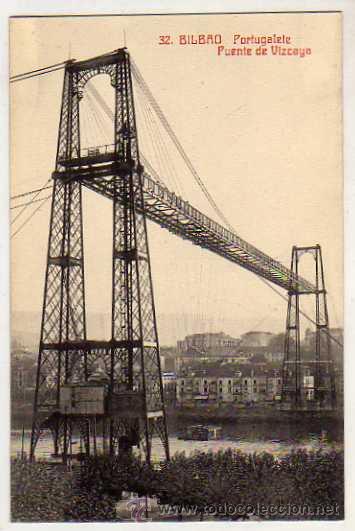 Cartoline: Vizcaya. Portugalete. n&ordm; 32. Puente de Vizcaya. Fototipia Casta&ntilde;iera. Ed. G.L. Sin circular.