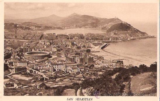 Postkarten: TARJETA POSTAL. SAN SEBASTIAN. N&ordm; 1. VISTA GENERAL DESDE EL MONTE ULIA. ED. GALARZA.