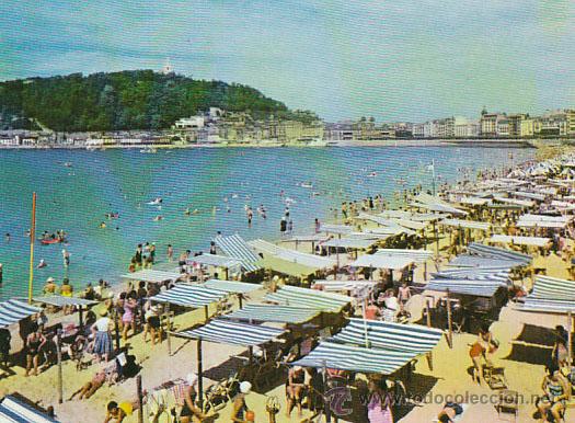 Postales: San Sebasti&aacute;n, Playa de la Concha, editada en 1960 - Foto 1