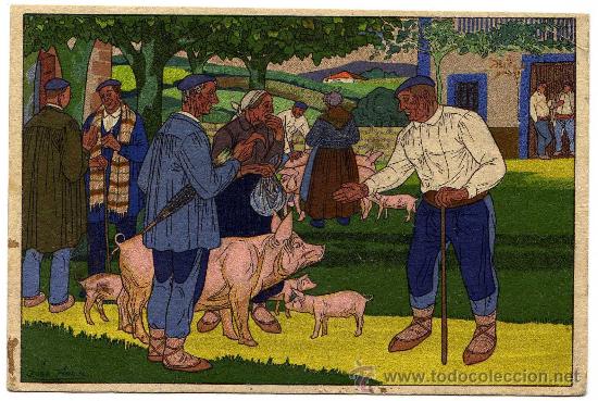Cartoline: BONITA POSTAL - SERIE POSTALES VASCAS n&uacute;m. 4 - Dibujos de Jos&eacute; Arrue
