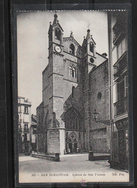 Postales: 103 - SAN SEBASTIAN.- IGLESIA DE SAN VICENTE