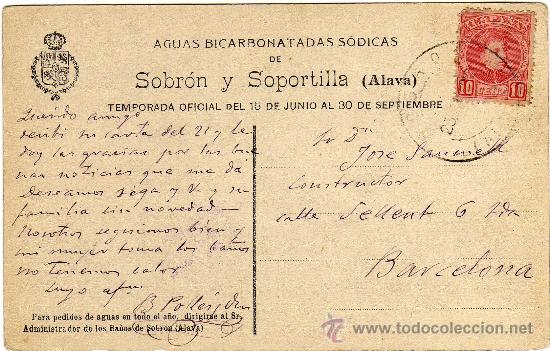 Postales: RARA POSTAL - BA&Ntilde;OS DE SOBRON (ALAVA) - FACHADA DEL EDIFICIO NUEVO - Foto 2