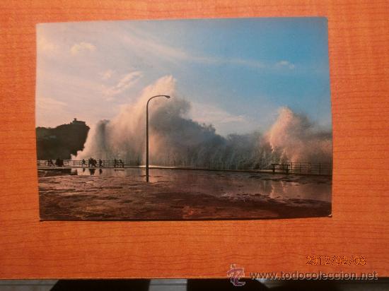 Postales: POSTAL SAN SEBASTIAN TEMPORAL EN EL PASEO NUEVO CIRCULADA
