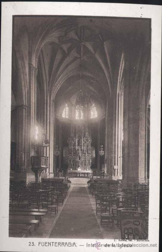 Postales: FUENTERRAB&Iacute;A (GUIPUZCOA).- INTERIOR DE LA IGLESIA - Foto 1