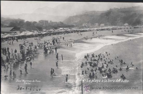 Postales: DEVA (GUIPUZCOA).- LA PLAYA A LA HORA DEL BA&Ntilde;O - Foto 1