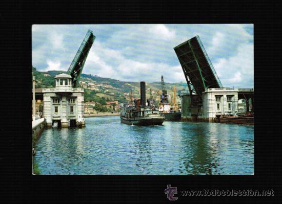 Postales: POSTAL DE BILBAO - PUENTE BASCULANTE DEL GENERAL&Iacute;SIMO(BARCOS) - Foto 1