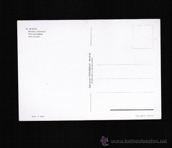 Postales: POSTAL DE BILBAO - ESTANQUE DEL PARQUE - Foto 2