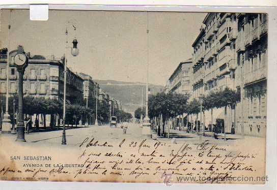 Cartoline: Guipuzcoa. San Sebastian. Hauser y Menet 892 Avenida de la Libertad. Circulada.