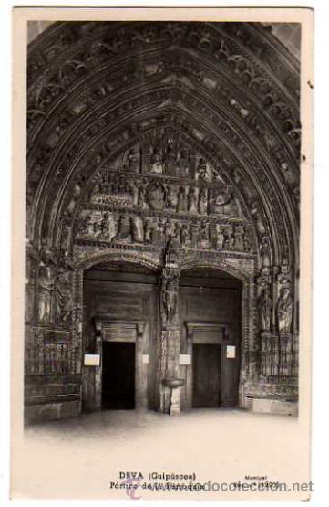 Postales: Deva. Portico de la Parroquia. Escrita 1952 - Foto 1