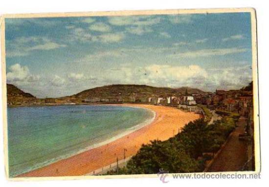 Postcards: San Sebastian. Vista general de la Playa. Circulada  1958
