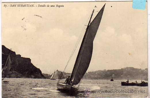 Postales: Guipuzcoa. San Sebastian. Detalle de una regata. 87 Ed G.G. Galarza. Circulada.