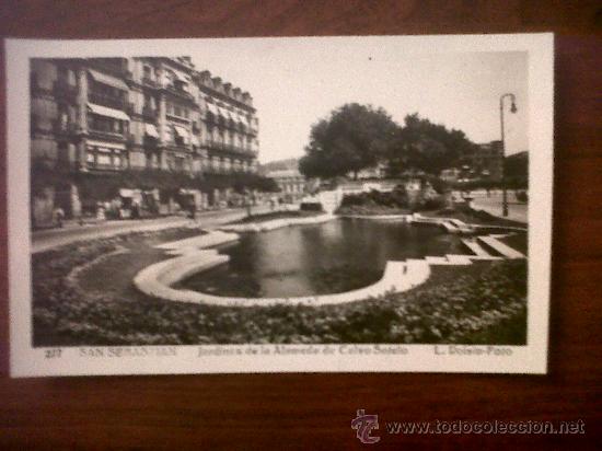 Postkarten: POSTAL SAN SEBASTIAN-JARDINES DE LA ALAMEDA DE CALVO SOTELO-L.ROISIN.FOTO-ESCRITA 1952