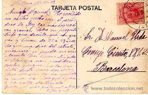 Postales: Bilbao. Sandeja. Circulada en 1910 - Foto 2
