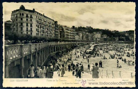 Postales: SAN SEBASTIAN : Ed. Manipel - Playa de la Concha. Fotografica