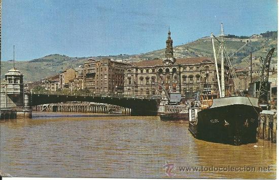 Postales: BILBAO.-RIA DEL NERVION Y AYUNTAMIENTO.-EDICIONES VISTABELLA.-FOURNIER