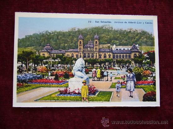 Cartes Postales: Postal 22 San Sebastian. Guip&uacute;zcoa. Fot. Galarza. Jardines de Alderdi-Eder y Casino.