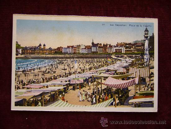 Postales: Postal 211 San Sebastian. Guip&uacute;zcoa. Fot. Galarza. Playa de la Concha.