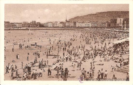 Postcards: SAN SEBASTIAN, GRAN PLAYA, LA HORA DEL BA&Ntilde;O - 48 FOTO GALARZA - SIN CIRCULAR